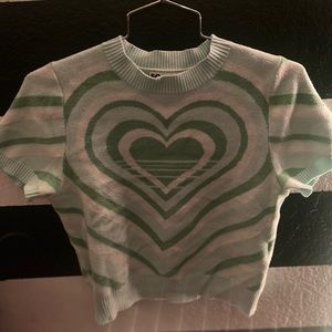 Mint and white sweater crop top